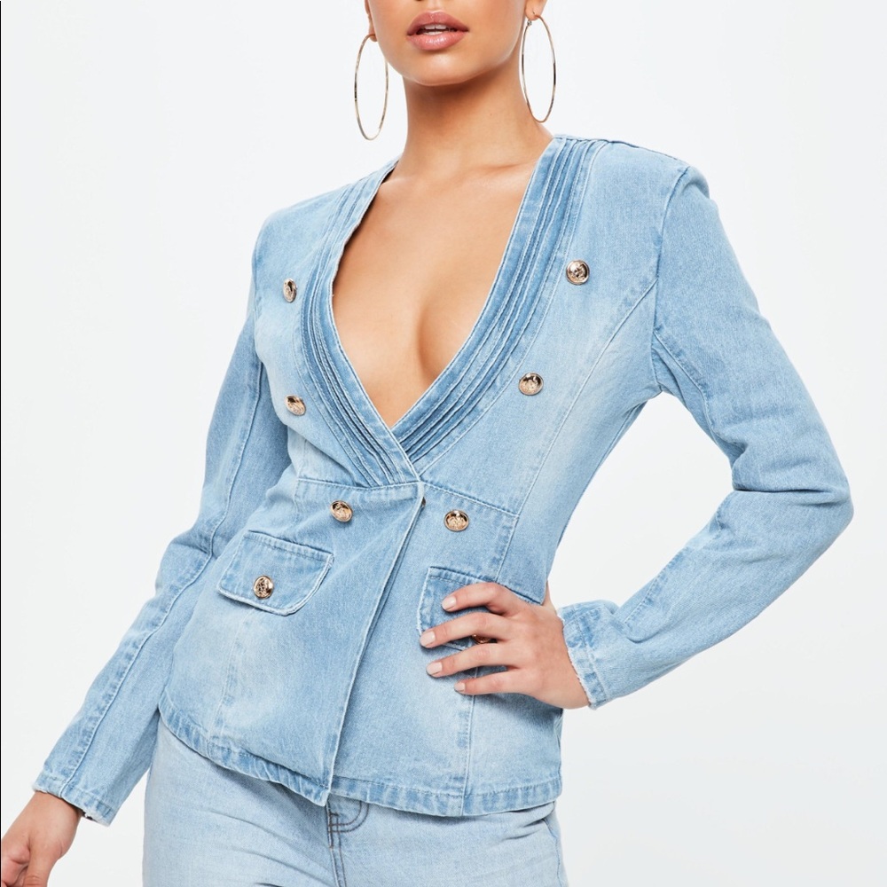 Denim Military Blue Tux Jacket / Top